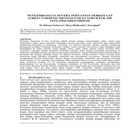 PENGEMBANGAN SENTRA PERTANIAN PERKOTAAN (URBAN FARMING) MENGGUNAKAN STRUKTUR ...