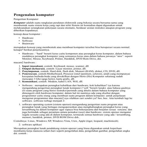 Pengenalan komputer (materi tik kls 1 semester 1 )