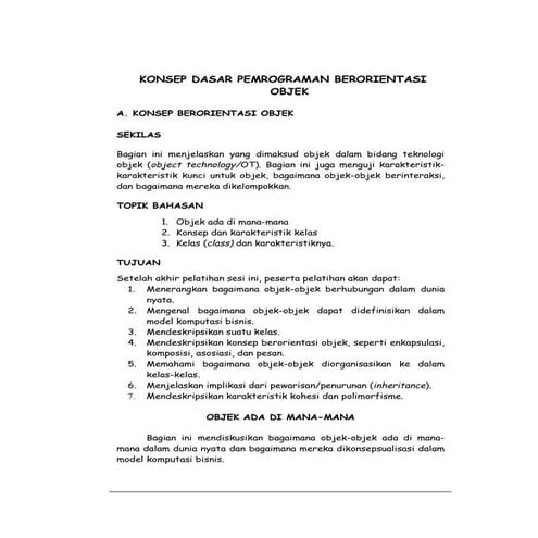 Pengenalan Pemrogaman Berorientasi Obyek