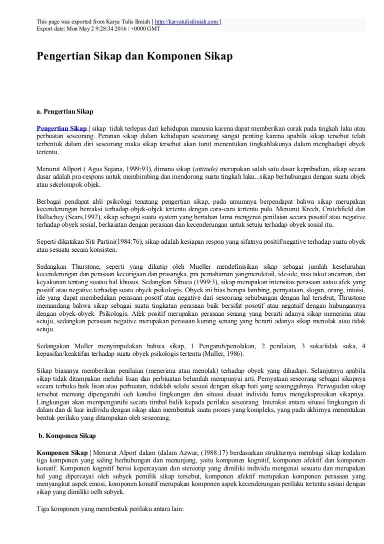 Pengertian Sikap Dan Komponen Sikap