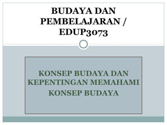 Pengertian dan konsep budaya 