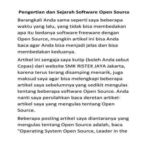 Pengertian dan Sejarah Software Open Source