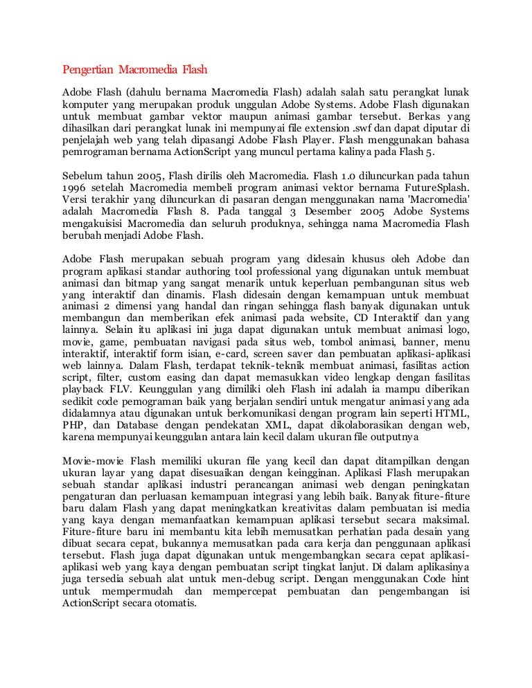 Pengertian Macromedia Flash