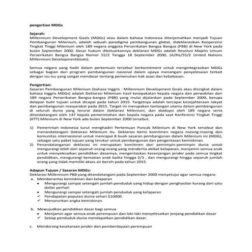Pengertian MDGs