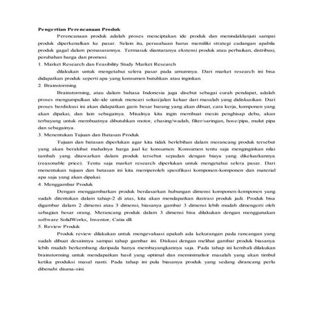 Pengertian perencanaan produk