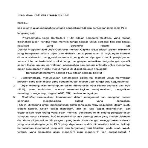 Pengertian plc dan jenis