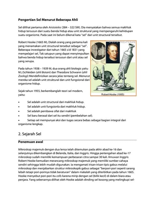 Pengertian Sel Menurut Beberapa Ahli