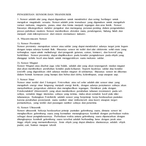 Pengertian sensor dan tranduser