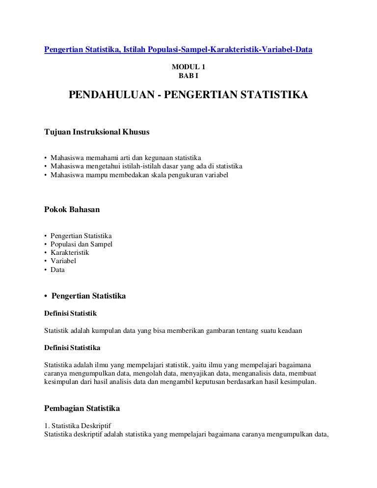 Pengertian Statistika