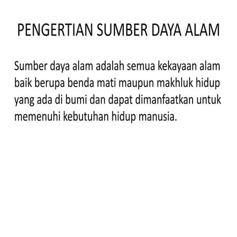 Pengertian sumber daya alam