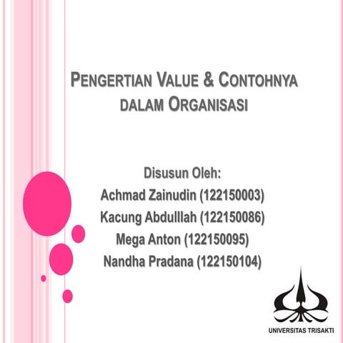 Pengertian value dan contohnya dalam organisasi
