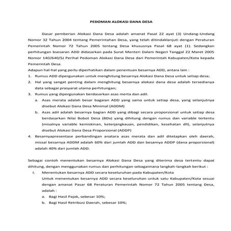 Penghitungan alokasi dana desa
