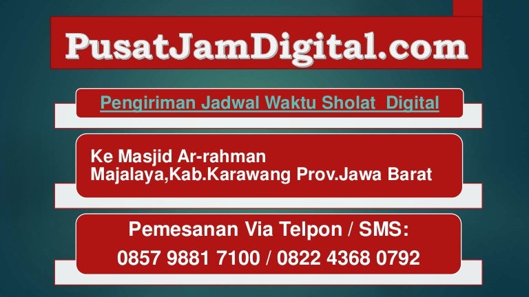Pengiriman Jadwal Sholat Otomatis Ke Masjid Ar Rahman Majalaya Kab Ka