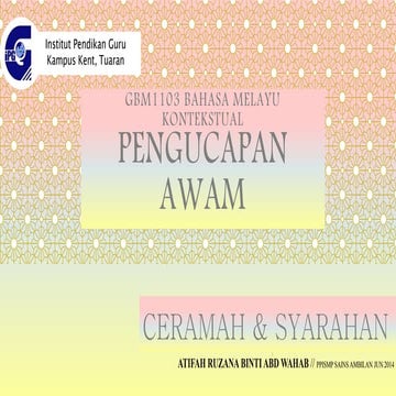 GBM1103 : Ceramah dan Syarahan