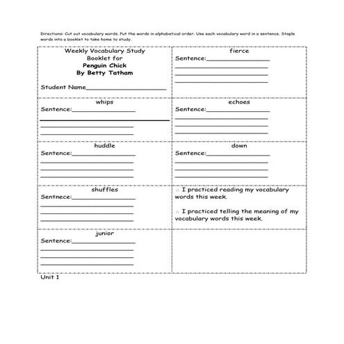 Penguin Chick Vocabulary ABC