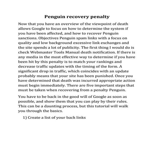 Penguin recovery penalty