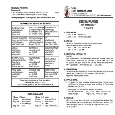 Berita Paroki 06-07 Februari 2016