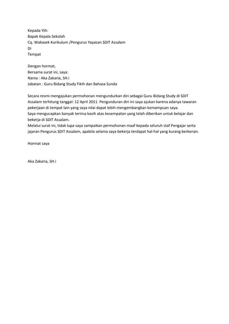 Surat pernyataan pengunduran diri