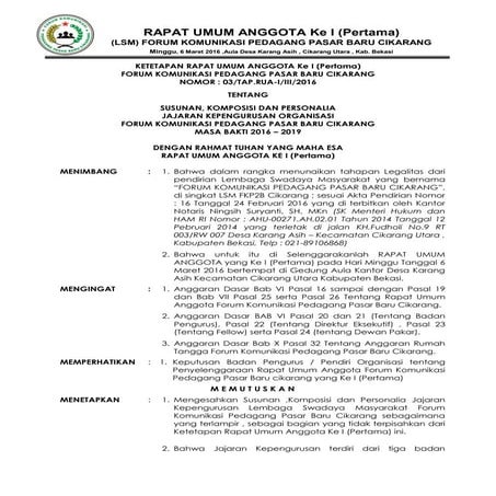 Susunan Pengurus FKP2B Cikarang