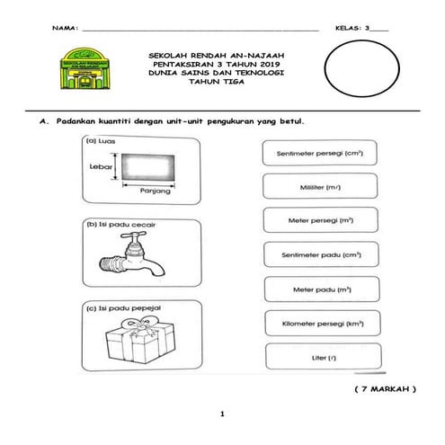 Ujian Bulan Julai Sains Tahun 3 2019