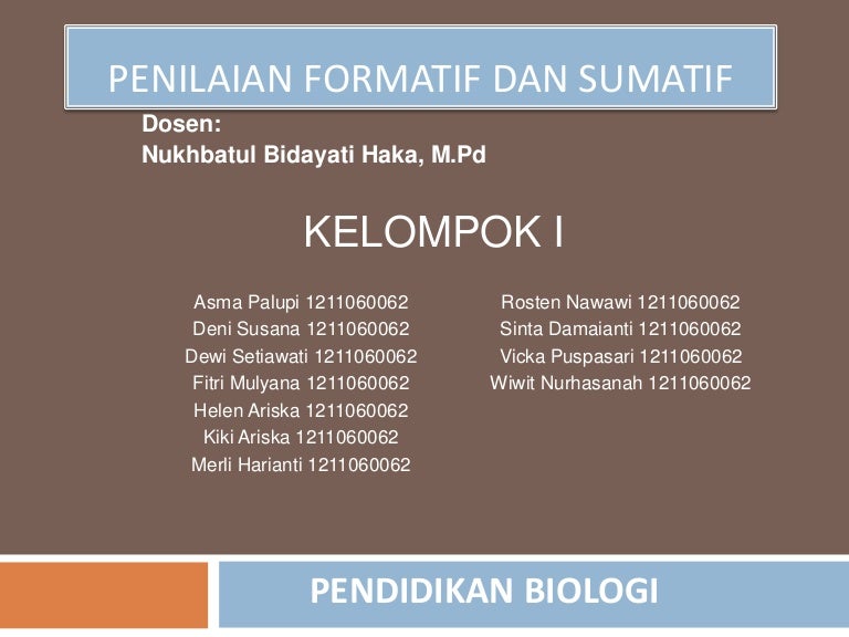 Sumatif Penilaian formatif sumatif