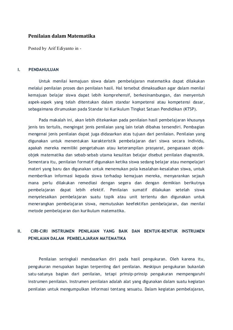 Penilaian Pembelajaran Matematika