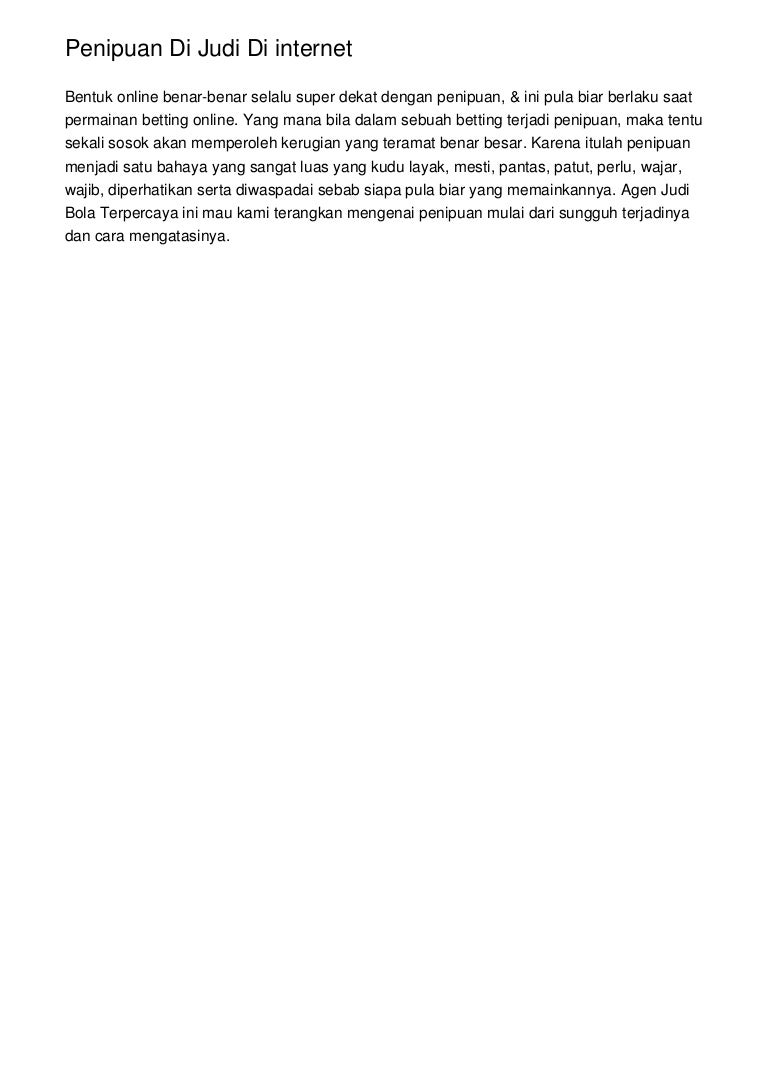 Penipuan Di Judi Di internet Penipuan Di Judi Di internet