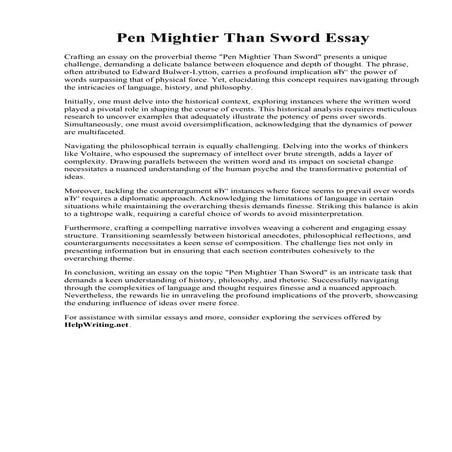 Pen Mightier Than Sword Essay. Essay on Where there is a will there is a way  Meaning amp; Explanation