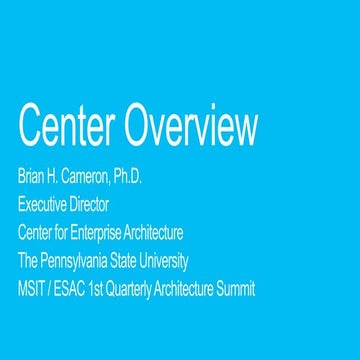 Penn State EA Center and FEAPO Overview - Brian Cameron