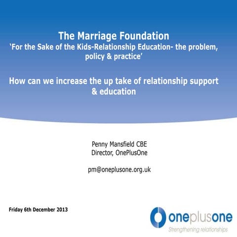 Penny Mansfield: How can we increase the uptake of relationships support and ...