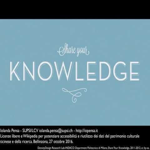 Licenze libere e Wikipedia per potenziare accessibilità e riutilizzo dei dati...