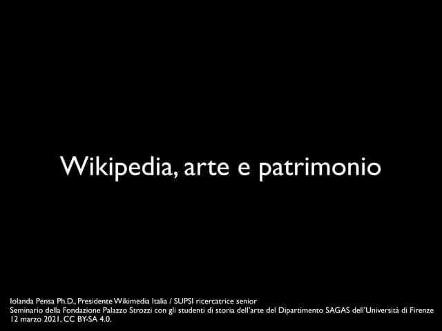Wikipedia, arte e patrimonio - Fondazione Palazzo Strozzi