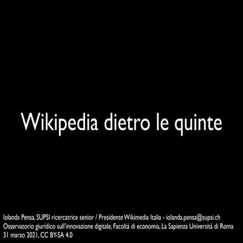 Wikipedia dietro le quinte 2021 Sapienza