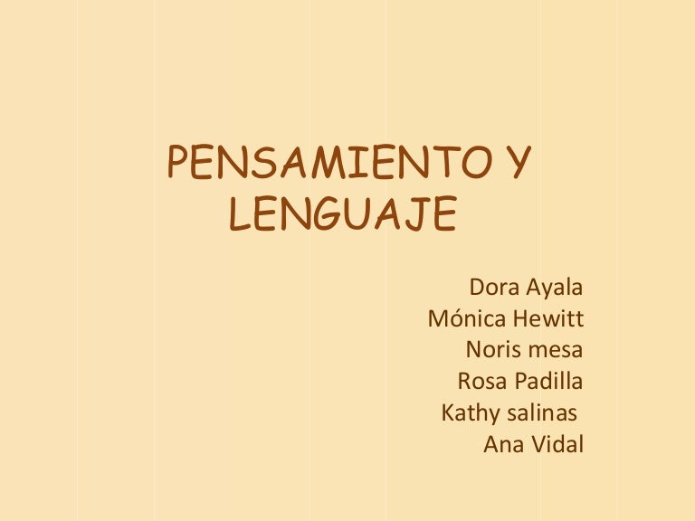 Pensamiento Y Lenguaje
