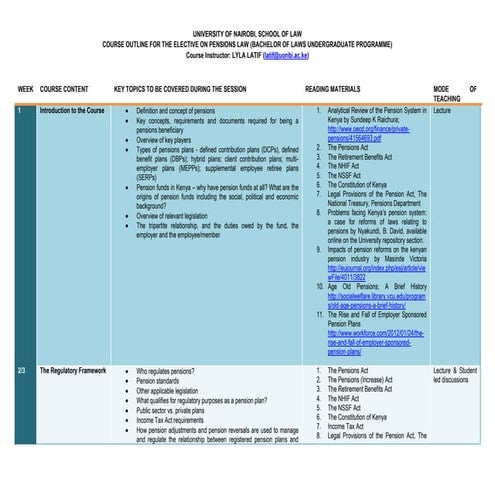 Pension course outline. 