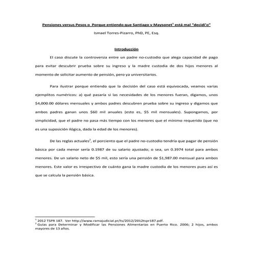 Pensiones versus Pesos o Porque entiendo que Santiago v Maysonet1 está mal “d...