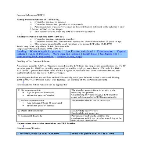 Pension schemes of epfo