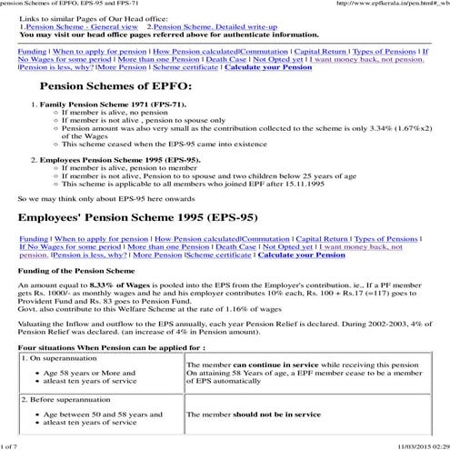 Pension schemes of epfo, eps 95 and fps-71
