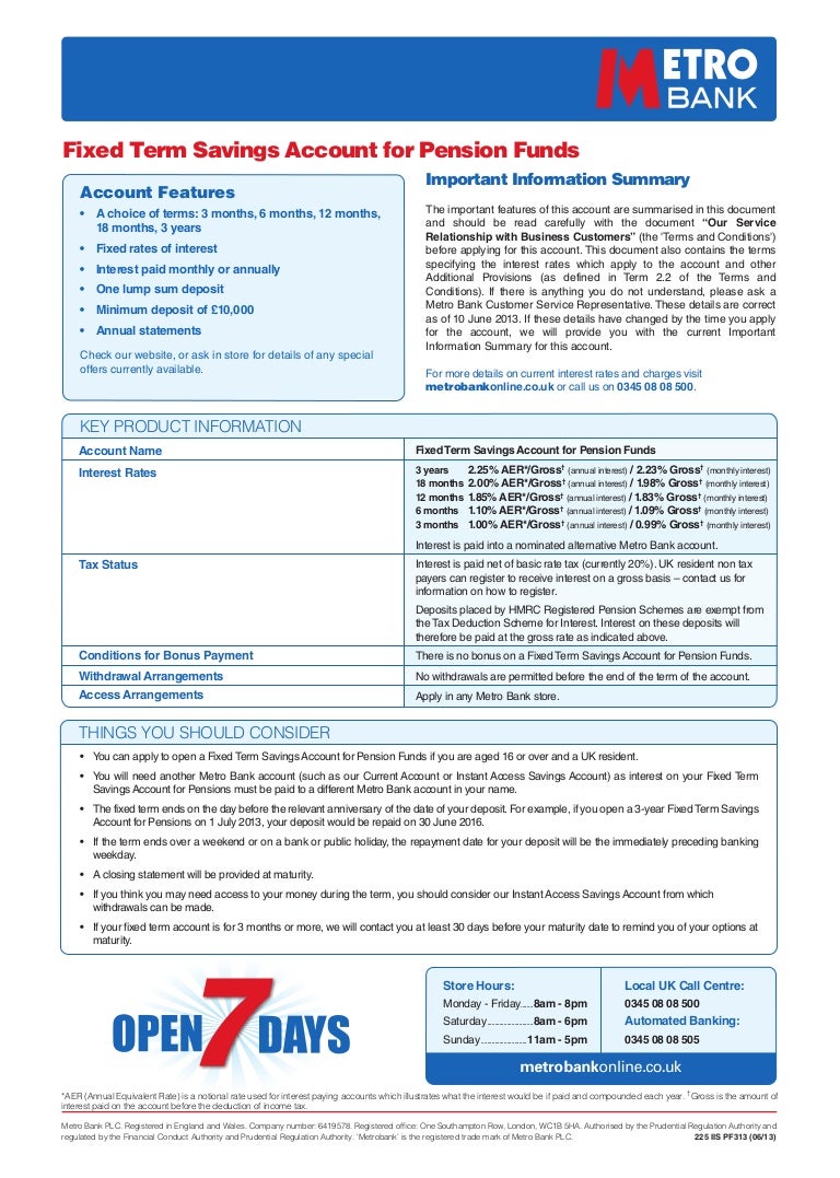 Pensions Fixed Term Savings Account 225 Iis Pf313 05 13 V2