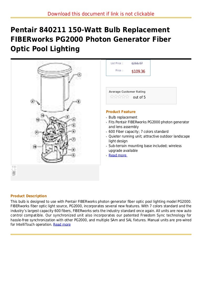 Pentair FIBERworks PG2000 840242 150 Watt Metal Halide Pool Light Bulb 840211