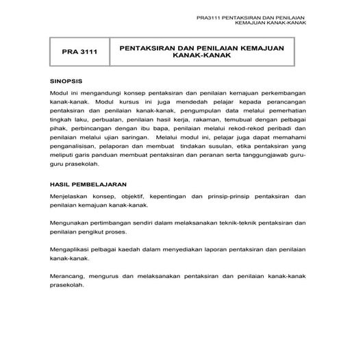 Pentaksiran Prasekolah