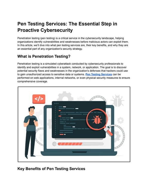 Pen Testing Services The Essential Step in Proactive Cybersecurity