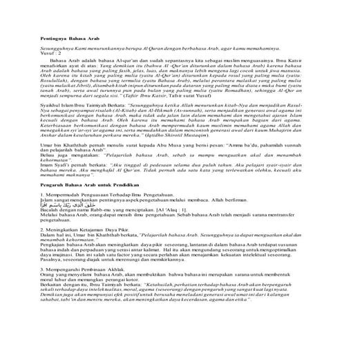 Pentingnya bahasa arab