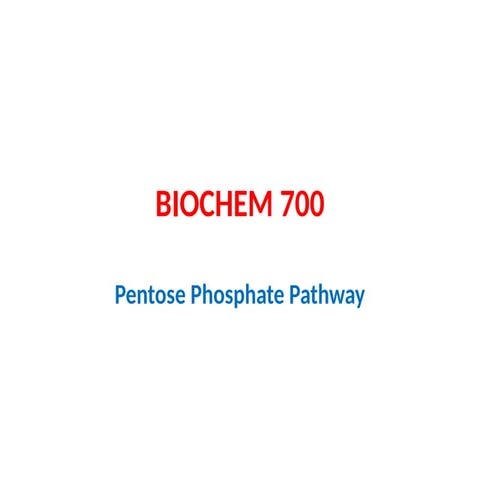 pentose phosphate pathway biochemistry topic