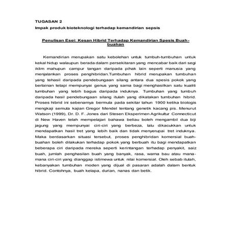 Penulisan Esei: Kesan Hibrid Terhadap Kemandirian Spesis Buah-buahan