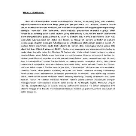 Latar Belakang, Sumbangan dan Impak Sumbangan Terhadap Perkembangan Astronomi dan Pemikiran Masyarakat: Al Battani