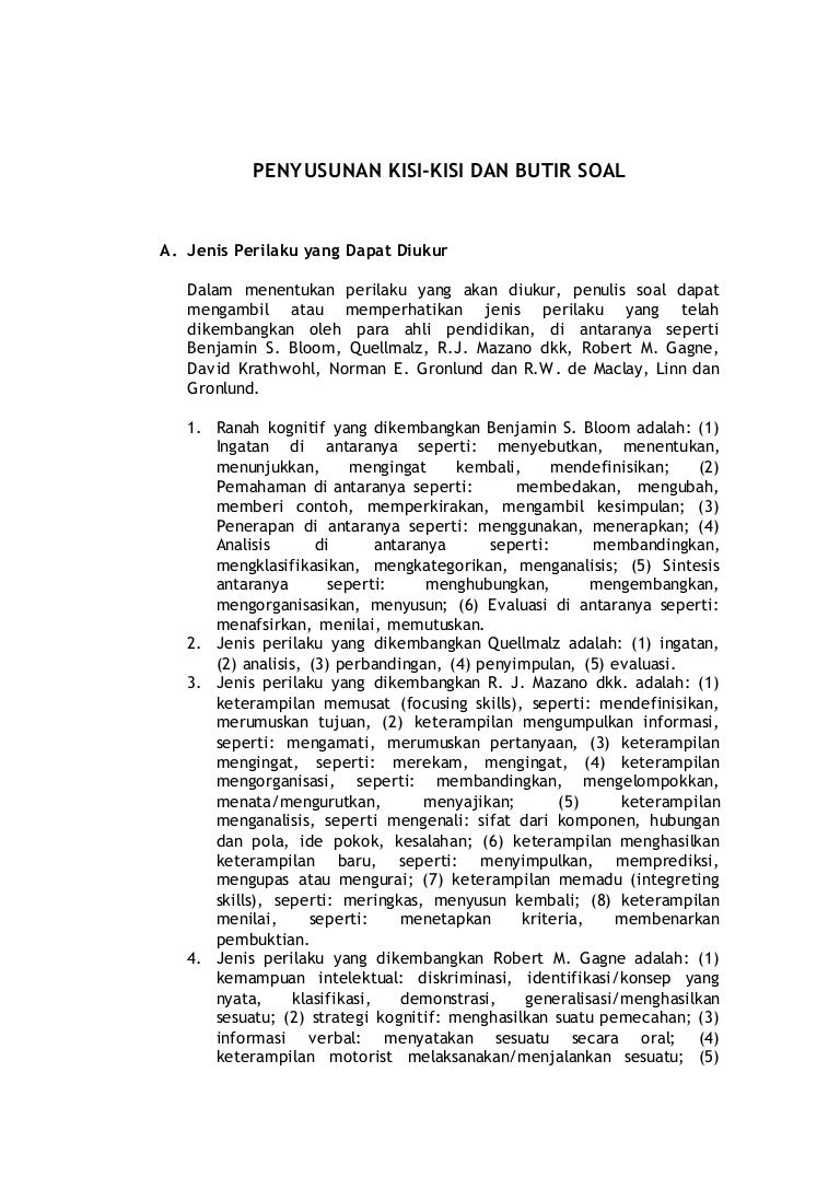 Penyusunan Kisikisi Soal