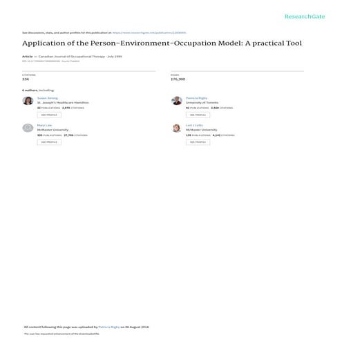 Person Environment Model of Occupational Therapy | PPTX