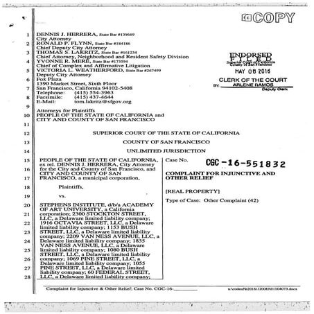 People of the State of California vs. Academy of Art University
