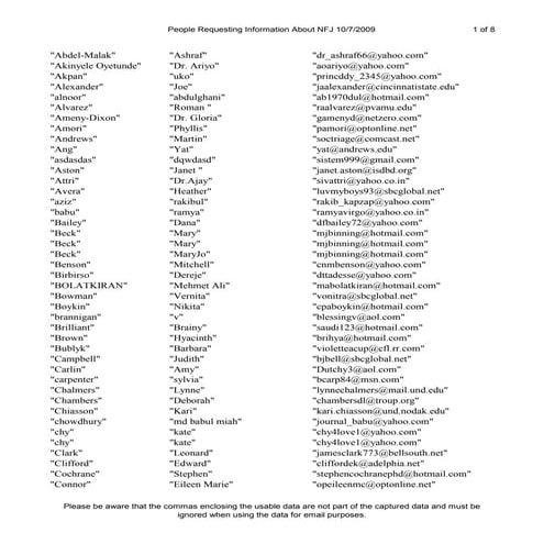 Requests for information, NATIONAL FORUM JOURNALS - www.nationalforum.com